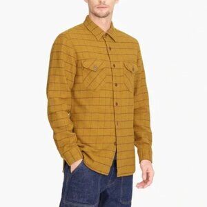 J.Crew x Wallace & Barnes Heavyweight Yellow Windowpane Flannel Shirt, Size XL